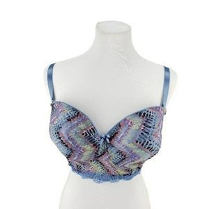 Body Frosting Women's 42C Blue Patterned Abstract‎ Underwire Bra